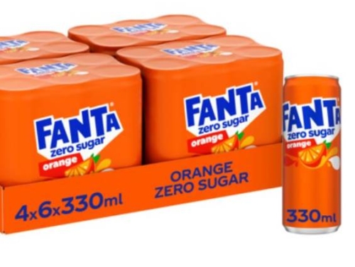 FANTA 33CL ZERO ORANGE CAN - 4X6 PACK