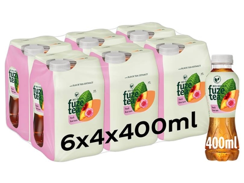 FUZE TEA 40CL BLACK TEA PEACH ROSE NO SUGAR PET - 6X4 PACK