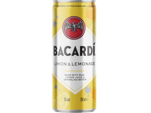 BACARDI LIMON & LEMONADE 5% 25CL CAN /12